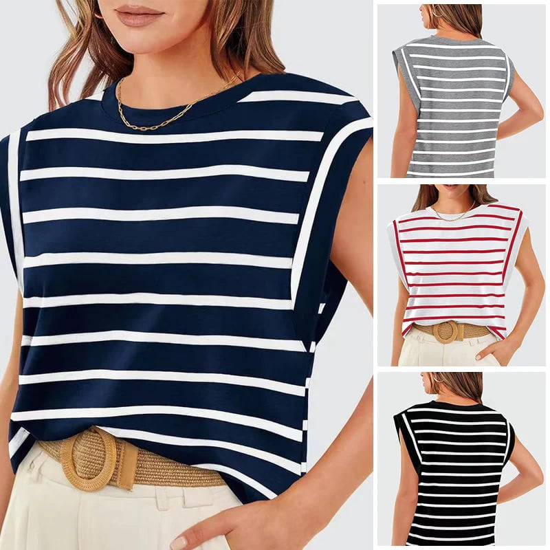 Liana Calo™ Dámské ležérní pruhovaná halenka bez rukávů