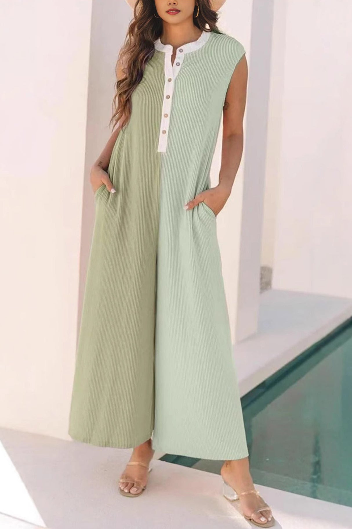 Linda Zambito™ Dámský ležérní overal s širokými nohavicemi