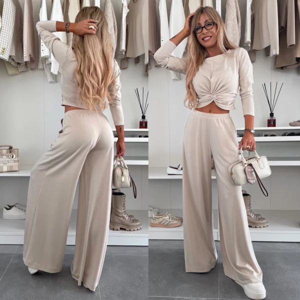 Michela Farina™ Crop Top Set - kulatý výstřih a elastický pas