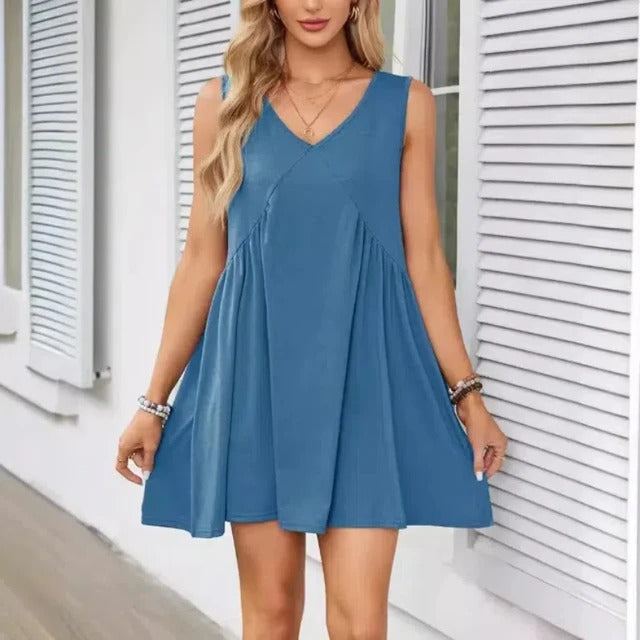 Monica Verno™ Dámská vesta bez rukávů s výstřihem do V Volné skládané šaty