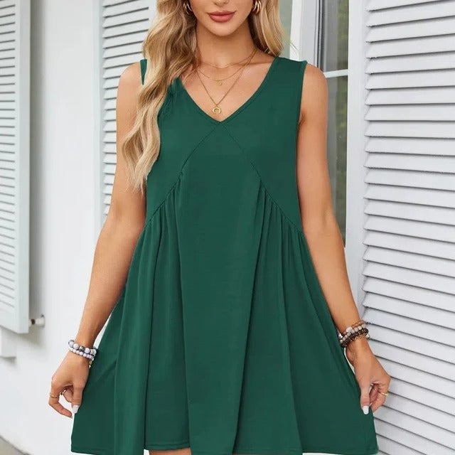 Monica Verno™ Dámská vesta bez rukávů s výstřihem do V Volné skládané šaty