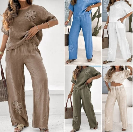 Taziana Petta™ Pohodlný a módní set topu a kalhot