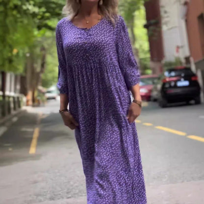 Ave Franco™ Dámské šaty s knoflíkovým zapínáním, 3/4 rukávy a puntíkovaným vzorem