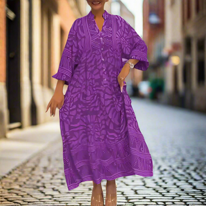 Caterina Tarro™ Dámské volné šaty s potištěným výstřihem do V