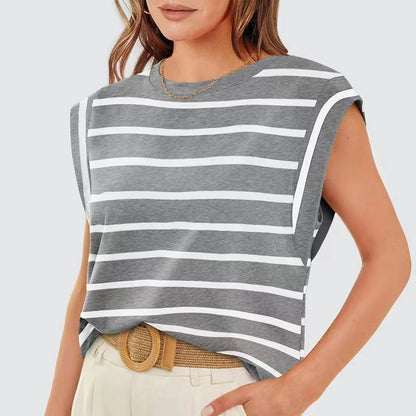 Liana Calo™ Dámské ležérní pruhovaná halenka bez rukávů