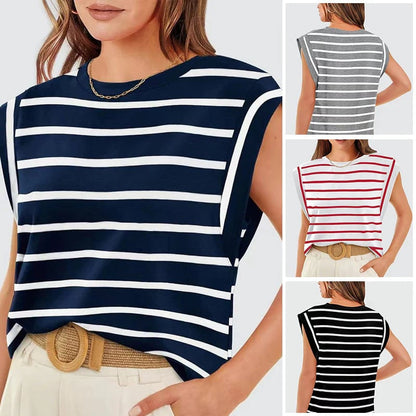 Liana Calo™ Dámské ležérní pruhovaná halenka bez rukávů