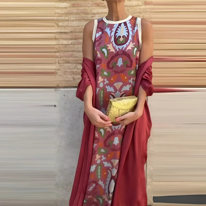 Maruta Fabrizi™ Dámské bezrukávové maxi šaty a přehoz