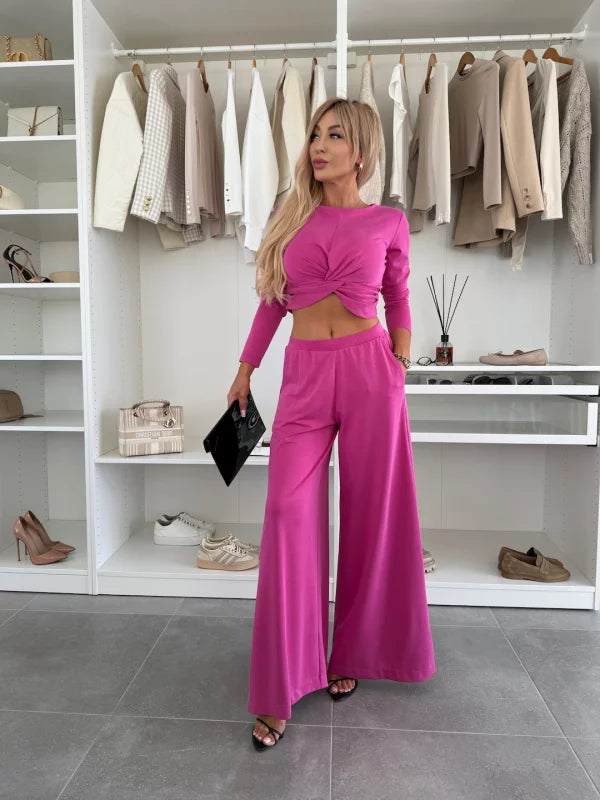 Michela Farina™ Crop Top Set - kulatý výstřih a elastický pas