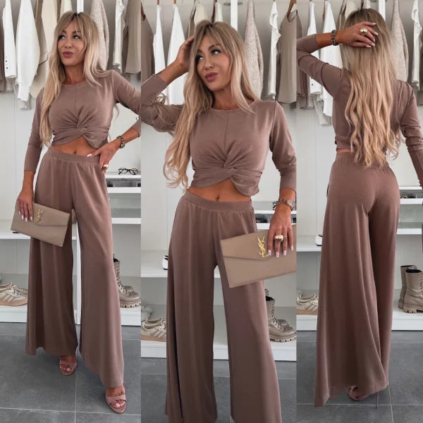 Michela Farina™ Crop Top Set - kulatý výstřih a elastický pas