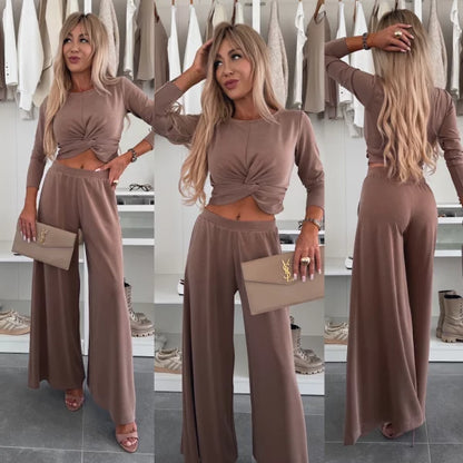 Michela Farina™ Crop Top Set - kulatý výstřih a elastický pas