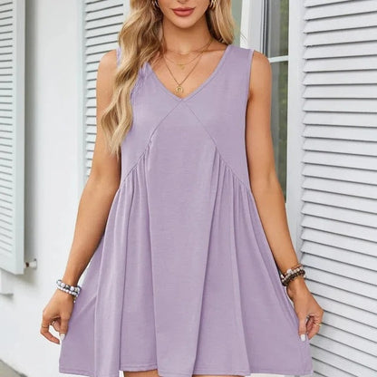 Monica Verno™ Dámská vesta bez rukávů s výstřihem do V Volné skládané šaty