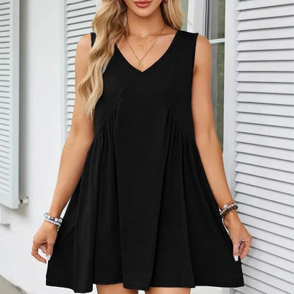 Monica Verno™ Dámská vesta bez rukávů s výstřihem do V Volné skládané šaty