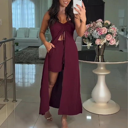 Savina Rosania™ Dámská 2dílná sada: košilka a šortky s dlouhými šaty