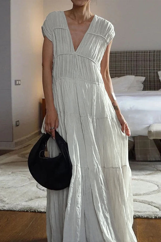 Ugolina Posa™ Maxi šaty s výstřihem do V a plisováním