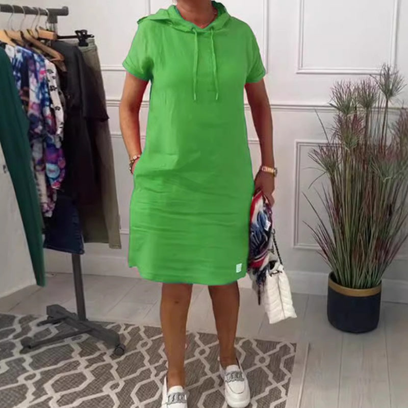 Zarina Scalone™ Dámské volné ležérní pevné šaty se šňůrkou a kapucí